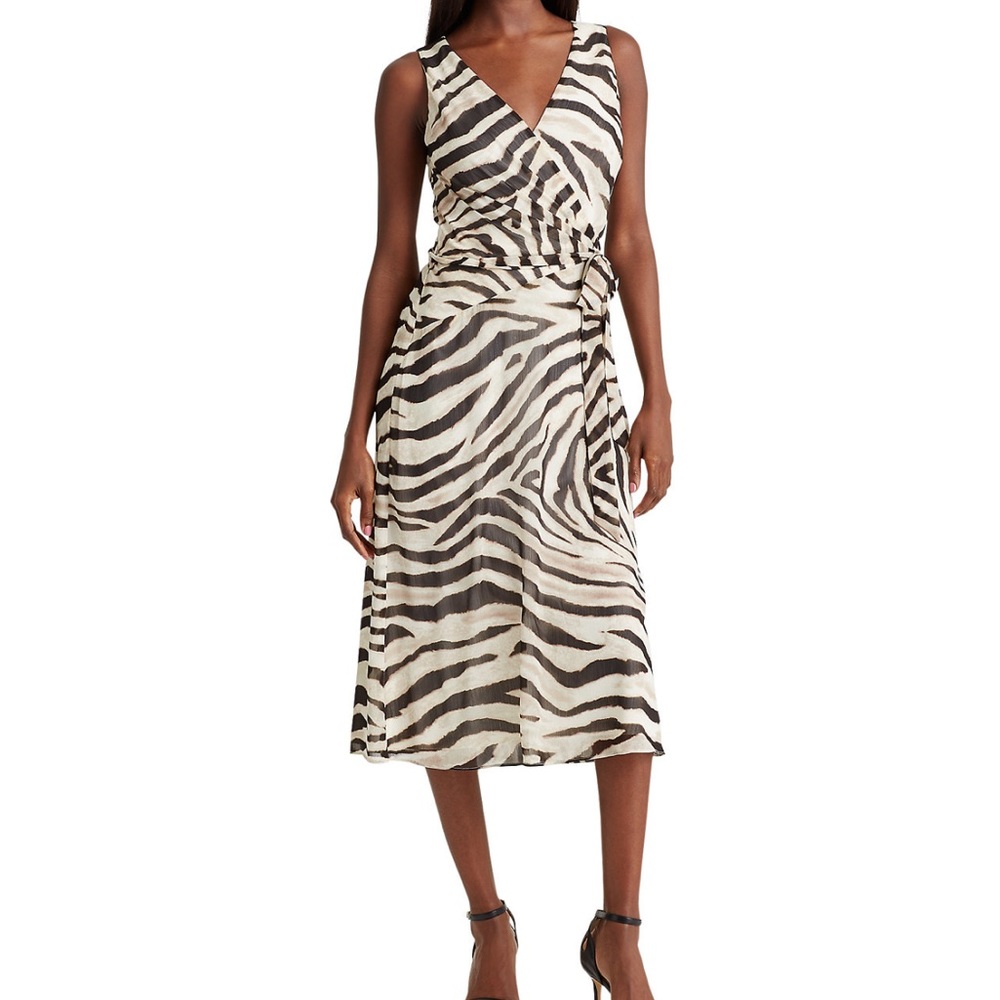 Lauren Ralph Lauren Zebra Print Sleeveless Georgette Dress